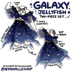 an image of galaxy jellyfish dress with instructions to make it look like they are dancing