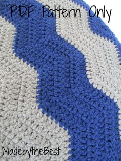 a blue and white crocheted blanket with the words, free pattern only