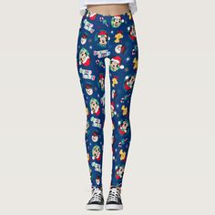 Mickey & Minnie | Blue Season's Greetings Pattern Leggings Mickey Minnie Christmas, Minnie Christmas, Pattern Leggings, Christmas Leggings, Leggings Women, Season's Greetings, Leggings Pattern, Mickey Minnie, Disney Outfits