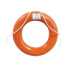 an orange life preserver on a white background