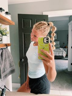 Track Meet Hair, Hairstyles For Track, Track Meet Hairstyles, Race Hairstyles, Braided Sporty Hairstyles, Cute Cheer Hairstyles, Meet Hairstyles, Active Hairstyles, Race Day Hair