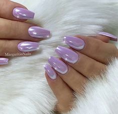 Chrome Coffin, Design Ongles Courts, Purple Chrome Nails, Cotton Candy Nails, Candy Nails, Chrome Nail Art, Chrome Nails Designs, Purple Nail Polish, Lavender Nails