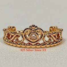 Pandora Rose Gold Princess Tiara Crown Ring 180880cz Rose Gold Ring With Crown Design, Pandora Crown Ring, Pandora Crown Ring Rose Gold, Gold Cubic Zirconia Crown Ring, 14k Gold Crown Design Ring, Yellow Gold Crown Design Ring, Pandora Princess, Rose Gold Princess, Pandora Rose Gold