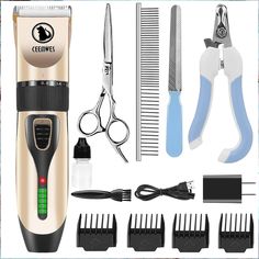 Dog Clippers Cordless Dog Grooming Kit Professional Horse Clippers Detachable Blade with 4 Comb Guides Low Noise Pet Clippers Dog Grooming Clippers, Dog Clippers, Pet Grooming Tools, Pet Boutique, Horse Care, Grooming Kit, Cat Pet Supplies, Grooming Tools, Cat Grooming