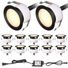 the 12 light kit includes eight lights and six dimmers