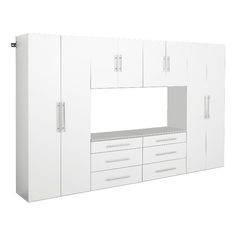 a white cabinet with drawers and cupboards