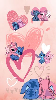 the littlest pet shop wallpaper is pink and blue with hearts on it's side