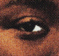 an image of a person's eye with dots all over the place where it appears to be