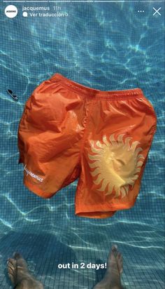 Flat Lay Photography Fashion, Swimsuit Pics, Bella Hadid Outfits, Swim Brands, Orange Swimsuit, Mens Editorial, Mens Swim Shorts, Print Swimwear