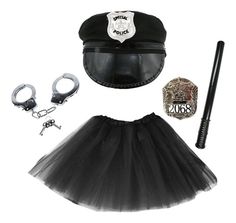 a police officer outfit is shown with accessories