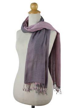 Thailand's Vinita designs this versatile 2-in-1 scarf in grey and pink. Hand-loomed of fresh cotton, each scarf is worn individually and sewn together into one reversible scarf. materials: 100% cotton 65 in. L x 19.75 in. W Dry in the shade;Lay flat to dry;Machine wash in cold water Reversible Scarf, Cotton Scarf, Women Artisans, How To Dye Fabric, Fashion Chic, Styles Fashion, Unique Colors, Winter Scarf, Hand Woven