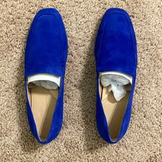 Brand New Banana Republic Blue Loafers, Size 6! Shoes Are Soft Felt! Blue Slip-on Loafers With Flat Heel, Blue Suede Loafers With Almond Toe, Blue Suede Almond Toe Loafers, Blue Round Toe Slip-ons For Work, Blue Slip-on Loafers For Office, Casual Blue Suede Slip-ons, Casual Blue Loafers For Spring, Blue Almond Toe Loafers For Work, Blue Slip-on Shoes With Round Toe