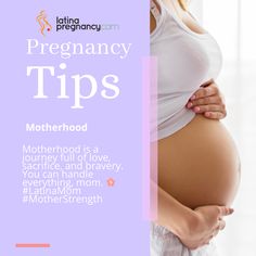 a pregnant woman holding her stomach with the words, pregnant tips