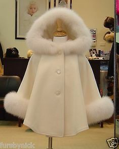 Find many great new & used options and get the best deals for Children's Ivory Cashmere Hooded Coat White Fox Fur Trim Beautifully Canadian at the best online prices at eBay! Free shipping for many products! Mode Mantel, Coat With Fur, White Coat, Mode Inspo, Kawaii Clothes, Girls Fashion Clothes, Mode Vintage, Hooded Coat, Teen Fashion Outfits