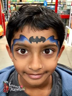 Quick Face Painting Ideas For Kids, Boy Face Paint, Disney Face Painting, Batman Face Paint, Easy Halloween Face Painting, Easy Face Painting Designs, Glitter Face Paint, Makeup Bar, Face Painting For Boys