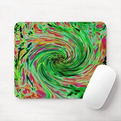 a mouse pad with a colorful swirl design on it