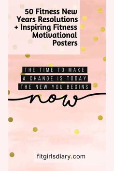 a pink poster with gold dots and the words new years resolutions, inspirational motivational posters