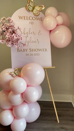 blissful_eventdecor on Instagram: Cherry Blossom Baby Shower 🌸🤩 #babyshower #babyshowerideas #babyshowers #cherryblossom #balloongarland #balloongarlands… Butterfly Bby Shower, Girl Babyshower Decoration Ideas, Babyshower Ideas Baby Girl, Babyshower Decoration Ideas Girl, Babyshower Decoration Ideas, Butterfly Flower Baby Shower Ideas, Baby Girl Babyshowers Themes, Baby Shower Ideas Baby Girl, Baby Girl Shower Decorations Ideas