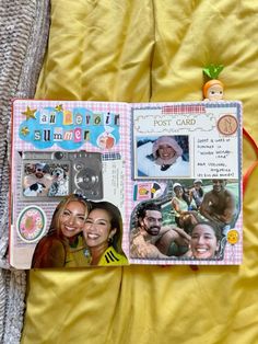 a scrapbook with pictures of people on it