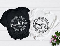 Embrace the spirit of friendship and fun with our Girl Trip T-shirt, the perfect attire for your next adventure with your besties. Whether you're planning a girls' weekend getaway, a camping excursion under the stars, or setting sail on a cruise in 2025, this shirt is a stylish and meaningful way to commemorate your shared experiences. Made for travel enthusiasts, this shirt is not just a piece of clothing but a symbol of cherished memories waiting to be made. Its matching design adds a touch of Friends Vacation Shirts Funny, Friends Cruise Shirts Ideas, Group Tshirt Ideas Friends, Girls Weekend Shirts, Scrapbooking Retreats, Friends Trip, Girls Weekend Getaway, Cruise Essentials, Girl Trip