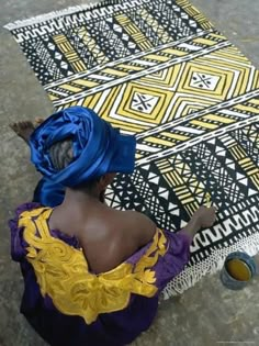 Cotton Rug Making, Craft Workshop of Bogolan, Segou, Mali-Bruno Morandi-Photographic Print Painted Carpet, Craft Workshop, Ethno Style, Afrique Art, Afrikaanse Kunst, African Textile, African Fabrics, African Decor, African Textiles