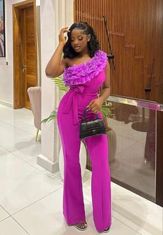 Luxury Glamorous Jumpsuits For Date Night, Asoebi Jumpsuit, Crepe Jumpsuit Outfit In Nigeria, Luxury Women's Jumpsuits For Black-tie Events, Flare Dress Outfit Classy, Ankara Jumpsuits For Women Classy Jumpsuits & Rompers, Classy Jumpsuit Outfits, Dope Fashion Outfits, Classy Jumpsuit