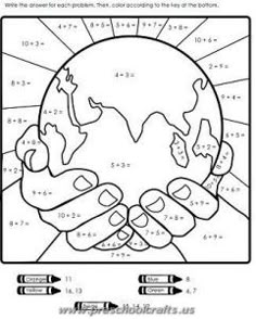 a coloring page with two hands holding the earth in each hand and numbers on it