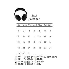 an image of a calendar with headphones on it