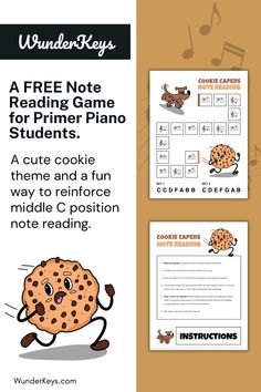 a cookie themed reading game for children to learn how to read and write music notes