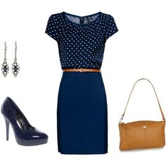 . Navy Blue Outfit, Teaching Outfits, Hollywood Fashion, Pretty Style, Work Looks, Blue Outfit, Dresses For Teens, Work Attire, Work Fashion