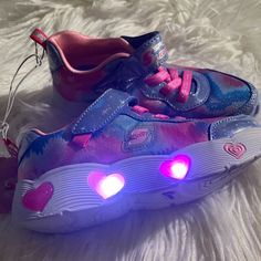 Sketchers Sport Light Up Shoes Brand New Pink Round Toe Sneakers, Playful Pink Slip-on Sneakers, Pink Slip-on Sneakers For Playtime, 2000s Shoes Sneakers, Light Up Sketchers, 2000s Shoes, Fire Shoes, Disney Princess Toys, Hello Kitty Shoes