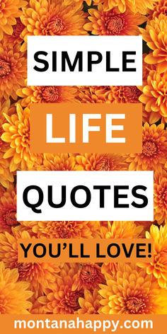 an orange background with yellow flowers and the words simple life quotes you'll love