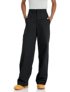 PRICES MAY VARY. Relaxed fit; Wide leg; High rise Front button closure Two back welt pockets Contoured waistband with stretch interlining prevents gapping in the back 8.3 oz. Stretch Twill, 58% Cotton/40% Polyester/2% Spandex Womens Twill Pants, Wide Leg Twill Pants, Junior Pants, Dickies Women, Safety Clothing, Womens Scrubs, Twill Pants, Scrub Pants, Wide Pants