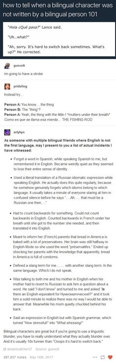 a screenshot of an email with the words, how to tell when a bilingual character was