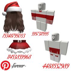 four different types of paper dolls with santa hats on their heads and hair in the shape of boxes