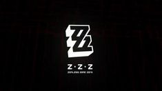 the logo for zzzz is lit up in the dark with white letters on it