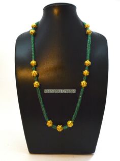 Stunning & Plain Necklace with 18K Pure Solid Gold with Gold Beads & Emerald Smooth Roundel Stone : AAA Emerald Metal : 18K Solid Yellow Gold Stone Size : Roundel 2.5mm Gold Beads 13x12mm Sold By : 26inch Sku : GRC-054 ----------------------------------------------------------------------------- Luxury Beaded Necklaces For Festive Occasions, Yellow Gold Beaded Necklace For Wedding, Green Temple Jewelry Necklace With Faceted Beads, Wedding Yellow Gold Beaded Necklaces, Gold Emerald Necklace With Round Beads For Festive Occasions, Yellow Gold Beaded Necklaces For Wedding With Polished Beads, Celebration Pearl Necklace With Gemstone Beads, Green Gemstone Beaded Necklaces In Temple Jewelry Style, Temple Jewelry Green Gemstone Beaded Necklaces