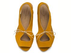 NEW ARRIVALS Lola Yolk Yellow Sandals by TamarShalem on Etsy, $159.00 Yellow Sandals, Leather Sandals Handmade, Handmade Sandals, Sandals Flat, Bohol, Yellow Leather, Dress Sandals, Handmade Shoes, Suho