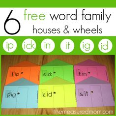 six free word family houses and wheels