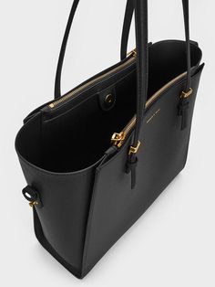 Weekend Bags, Black Leather Handbag, Handbag Outfit, Latest Bags, Bags Shop, Pretty Bags, Charles Keith, Black Leather Handbags