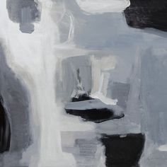 an abstract painting with black and white colors