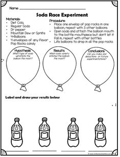 the soda race experiment worksheet for kids to learn how to make them look like they