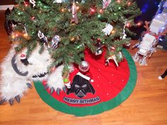 a star wars themed christmas tree skirt