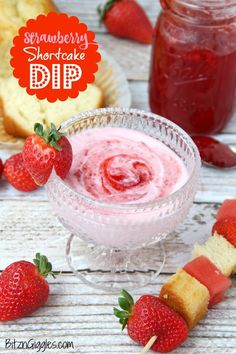 strawberry shortcake dip with strawberries on the side