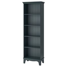 a tall bookcase with three shelves on each side