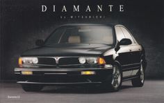 a black car parked in front of a dark background with the words diamante on it