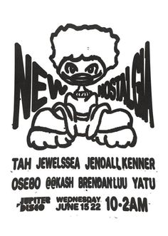 an advertisement for a new orleans show with a cartoon character in black and white on a white background