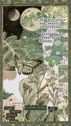 an altered collage with butterflies and flowers