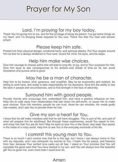 prayer for my son with the words, i am praying for my boy today on it