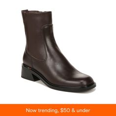 in stock Wide Calf Faux Leather Mid-calf Boots With Square Toe, Faux Leather Mid-calf Boots With Square Toe, Casual Brown Mid-calf Boots In Faux Leather, Classic Brown Mid-calf Boots With Snip Toe, Brown Faux Leather Mid-calf Boots With Square Toe, Thick Socks, Favorite Boots, Franco Sarto, Comfortable Boots